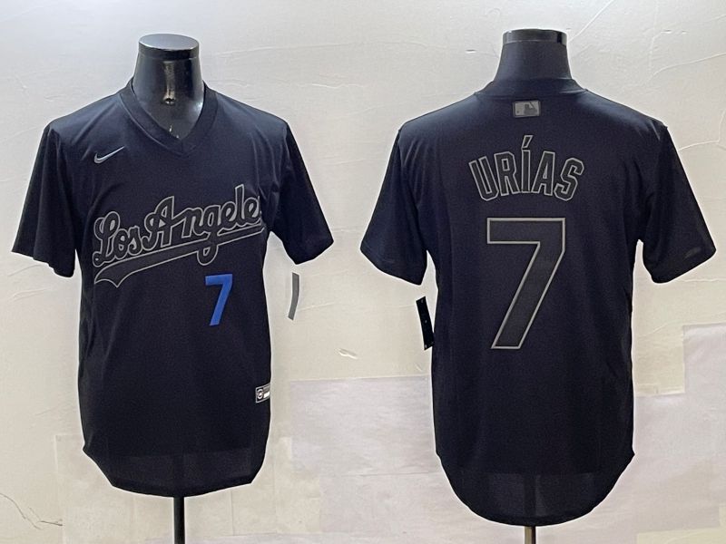 Men Los Angeles Dodgers 7 Urias Black Fashion Game 2025 Nike MLB Jersey style 31811
